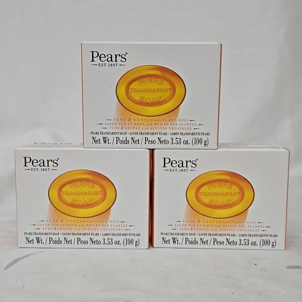 3 Pack Pears Pure & Gentle Transparent Soap 100g 3.5 oz. Bar Soap Glycerin